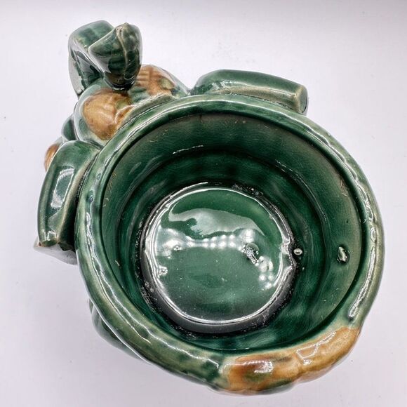 Elephant Succulent Planter Vtg Green Lucky Trunks Up Bamboo MCM Candle Holder - Picture 5 of 9